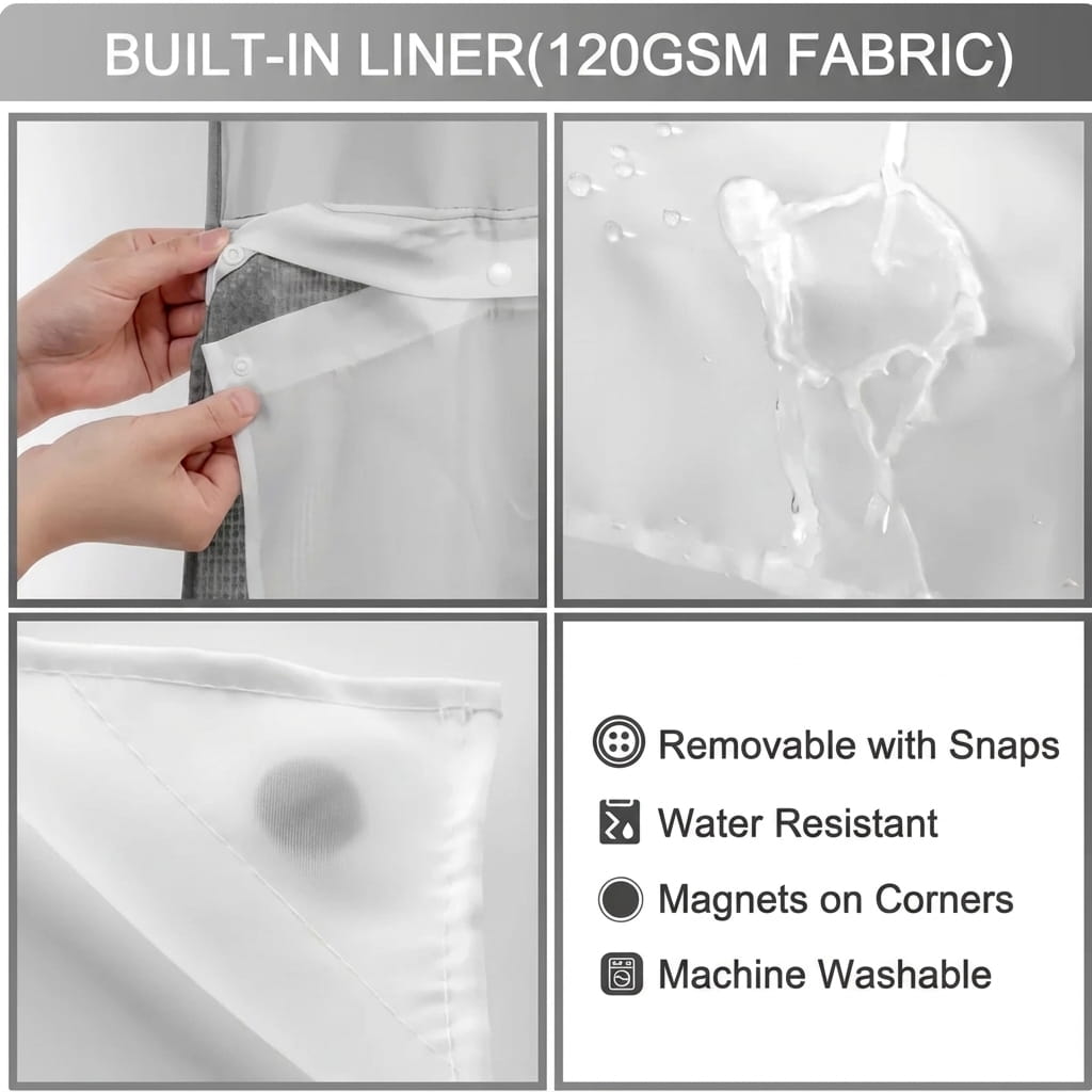 Slap & Snap® 3-in-1 Shower Curtain