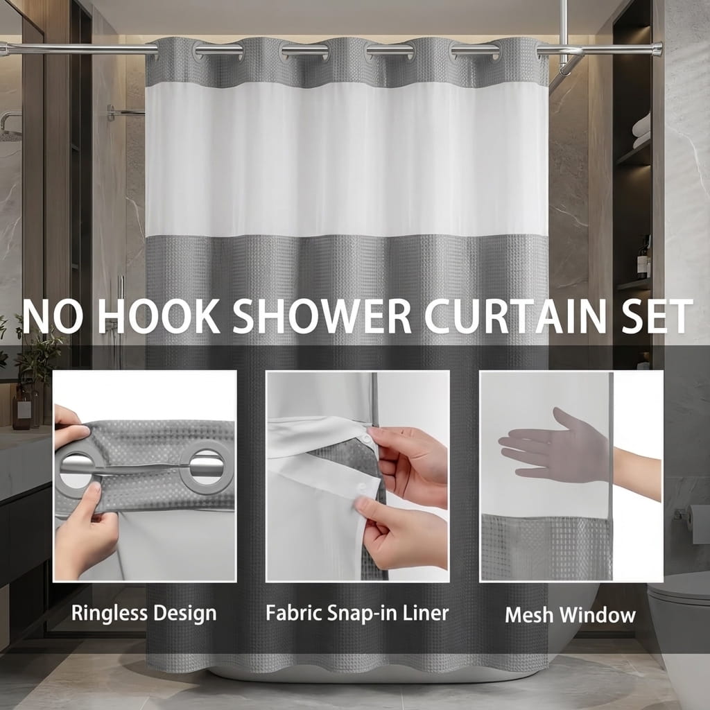 Slap & Snap® 3-in-1 Shower Curtain