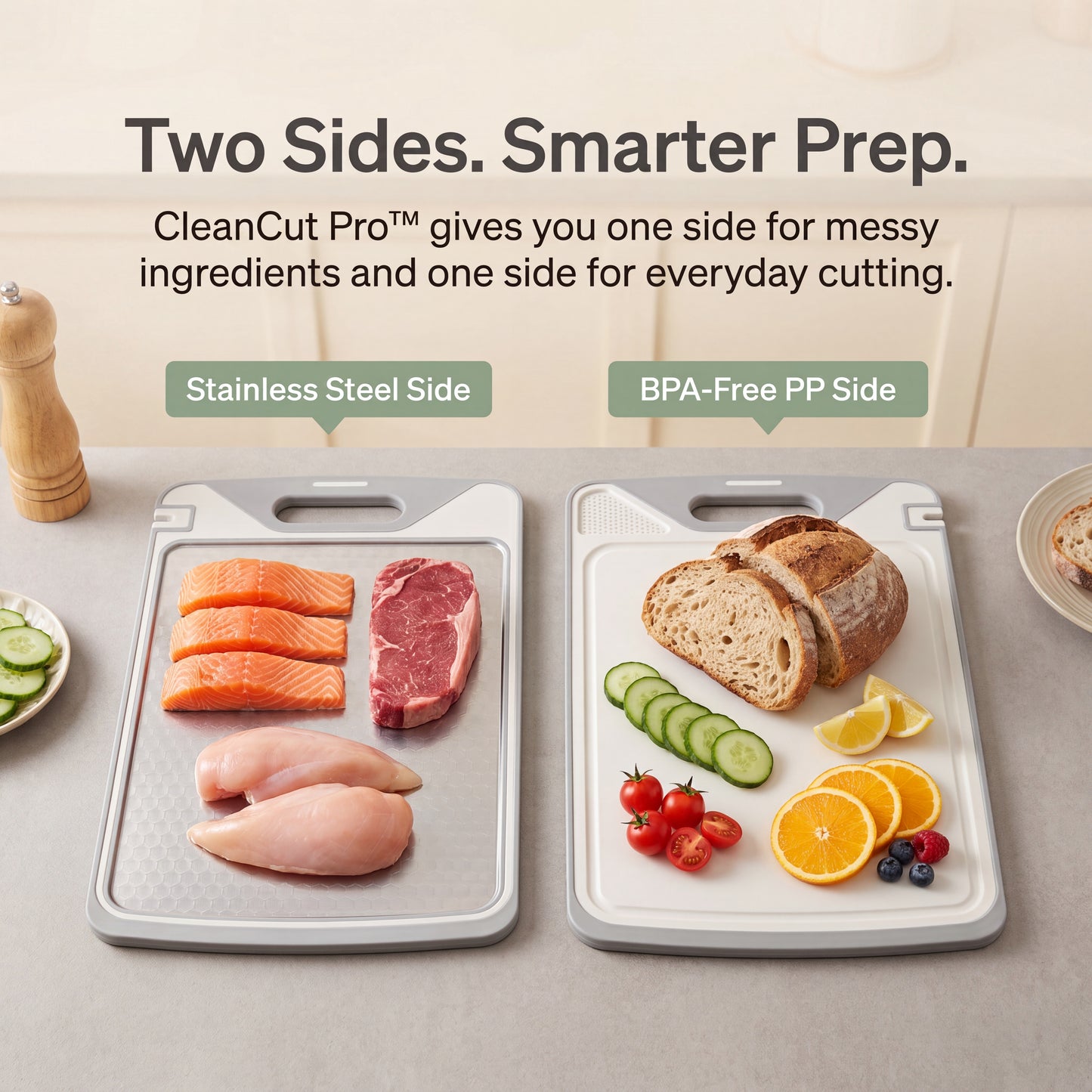 CleanCut Pro™ Double-Sided Cutting Board